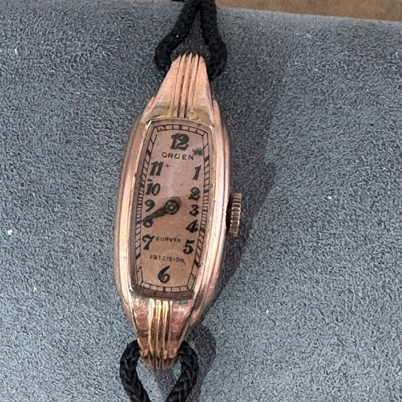 Gruen Curvex Precision Swiss Movement 17 Jewels 10 Karat Rose Gold Filled - Picture 1 of 11